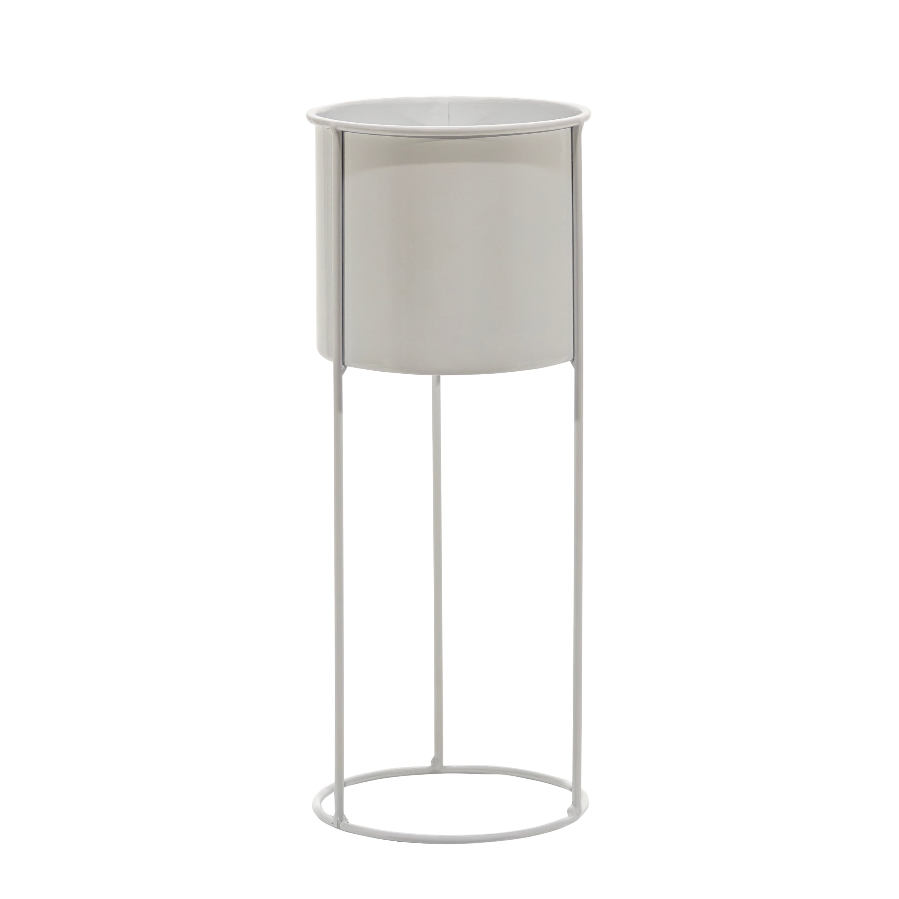 VESTIAMO CASA GIARDINO - Fioriera da Giardino in Metallo Bianco h30 cm diametro 12 cm