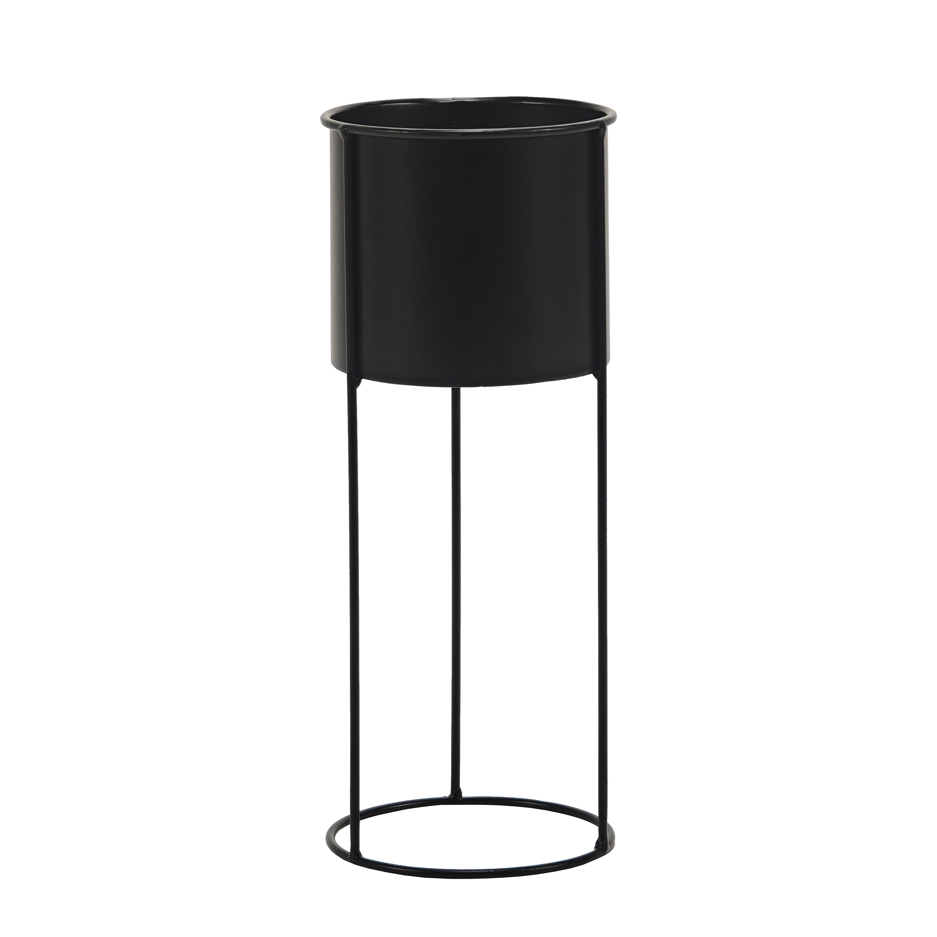 VESTIAMO CASA GIARDINO - Fioriera da Giardino in Metallo Nero h30 cm diametro 12 cm