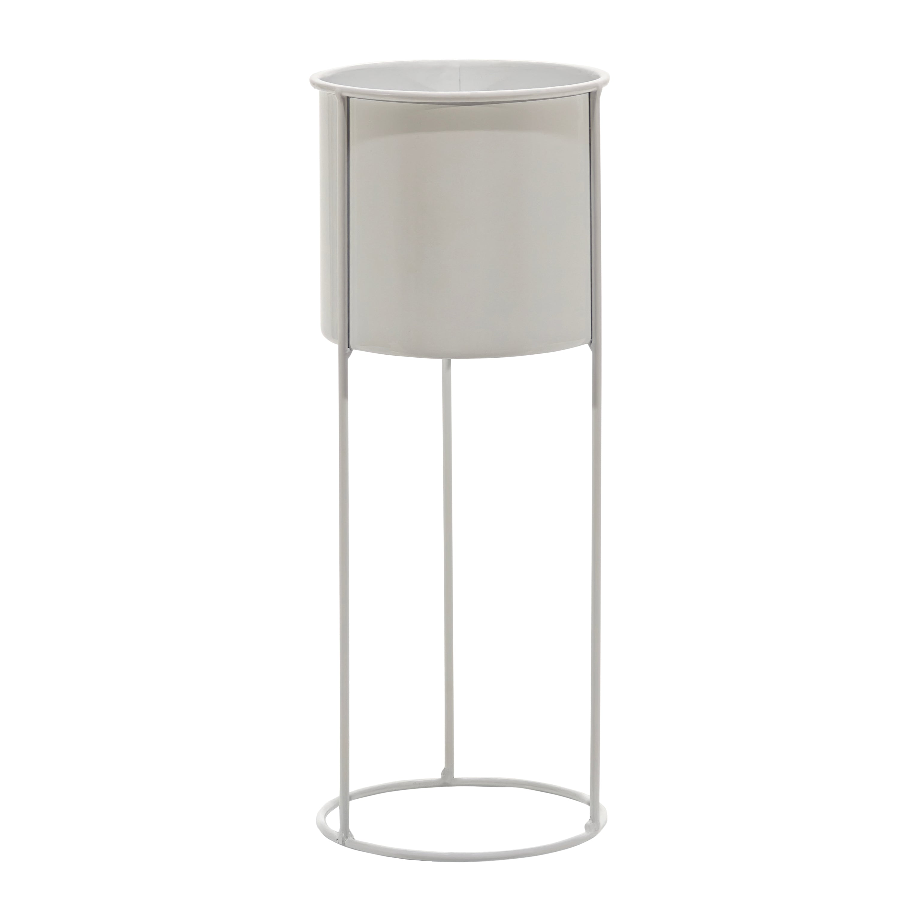 VESTIAMO CASA GIARDINO - Fioriera da Giardino in Metallo Bianco h40 cm diametro 15 cm