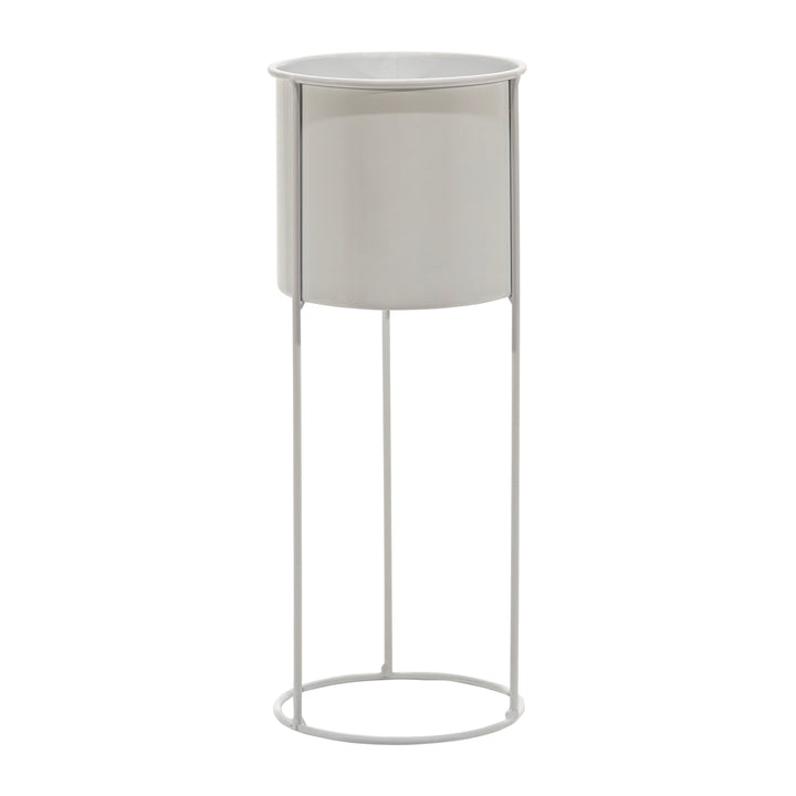 VESTIAMO CASA GIARDINO - Fioriera da Giardino in Metallo Bianco h40 cm diametro 15 cm