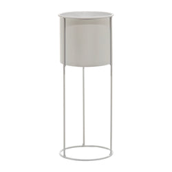 VESTIAMO CASA GIARDINO - Fioriera da Giardino in Metallo Bianco h40 cm diametro 15 cm