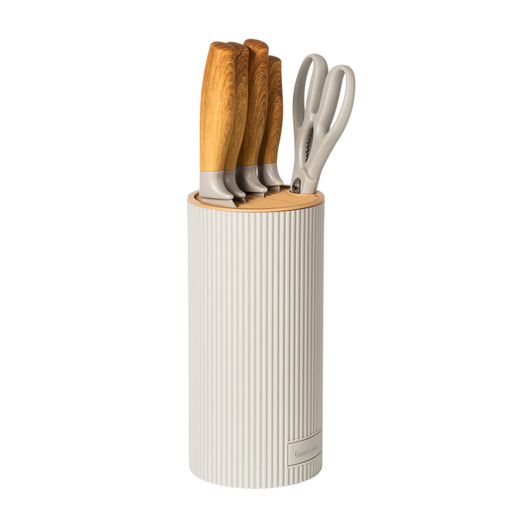 GUSTO CASA - Ceppo coltelli con stand Wood Design 5 pezzi