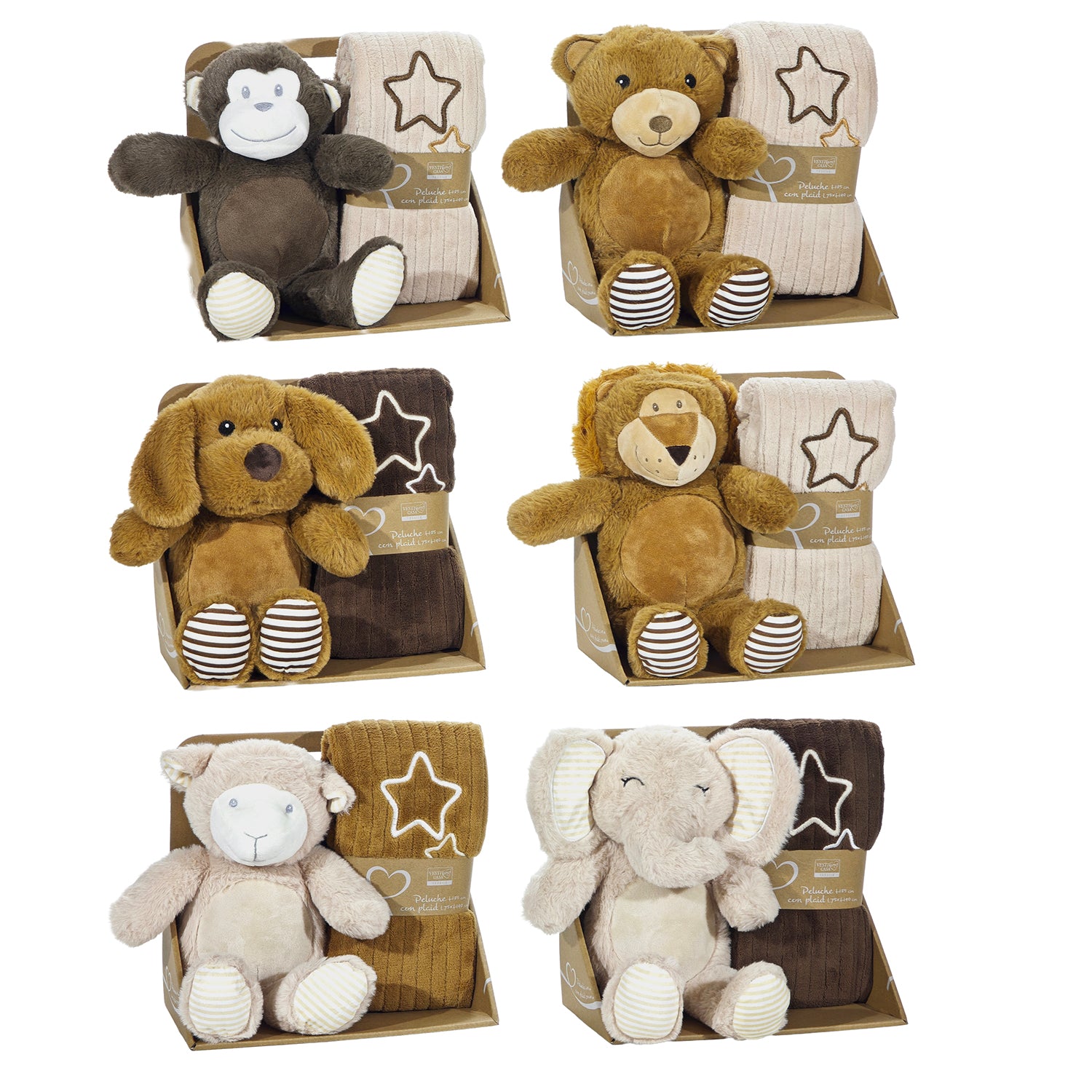 VESTIAMO CASA - Set Plaid con Peluche Animale 75×90 cm