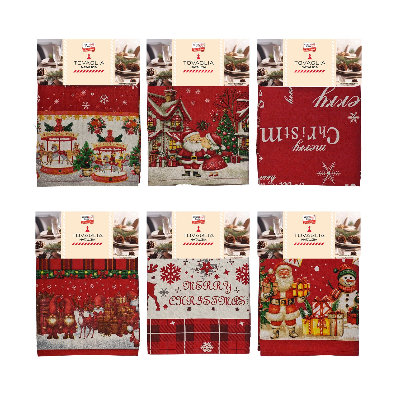 VESTIAMO CASA GRAN NATALE - Tovaglia Natalizia Rettangolare per 10 Posti 140x300 cm