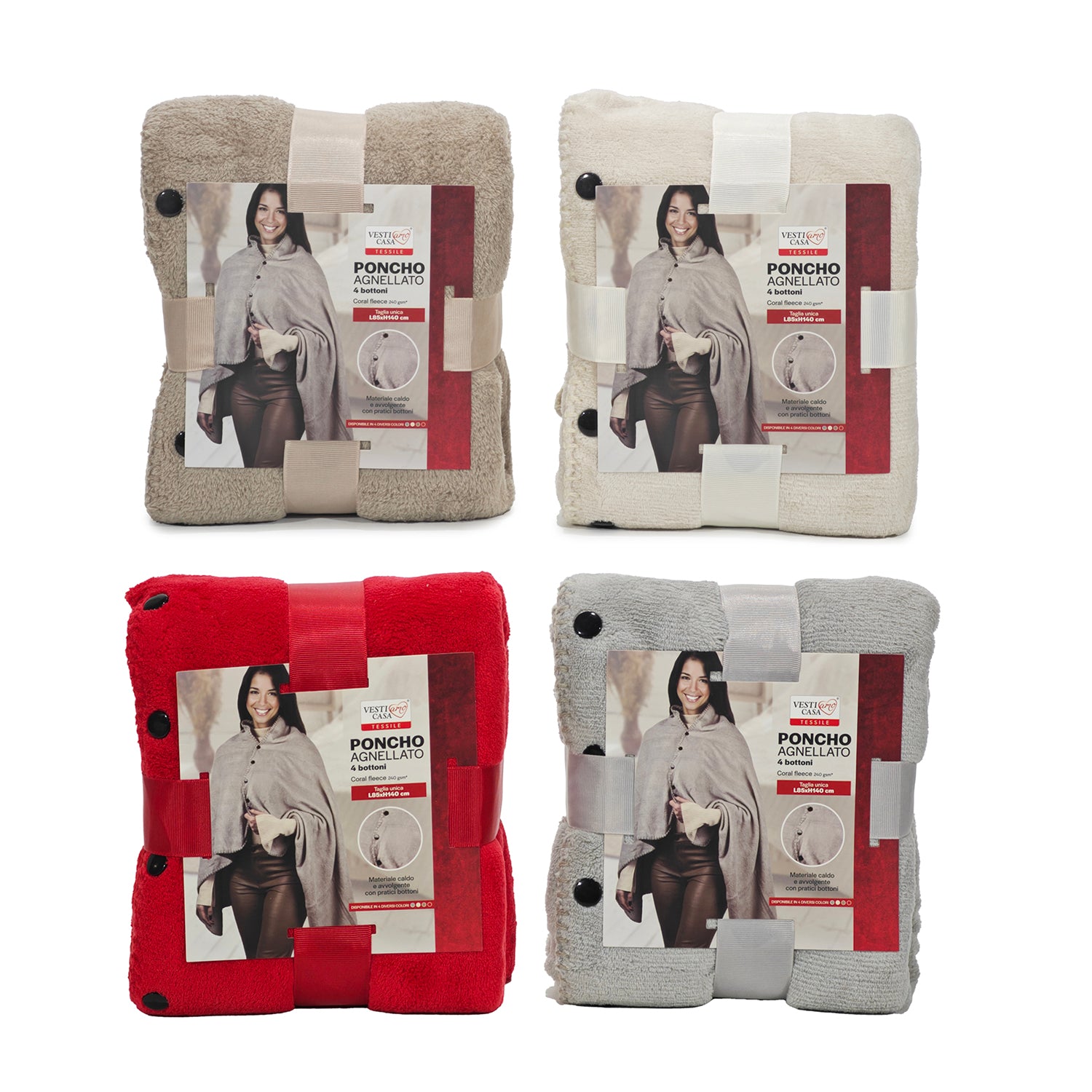 FRATELLI ZAMBETTI - Poncho Agnellato con 4 Bottoni 140x85 cm