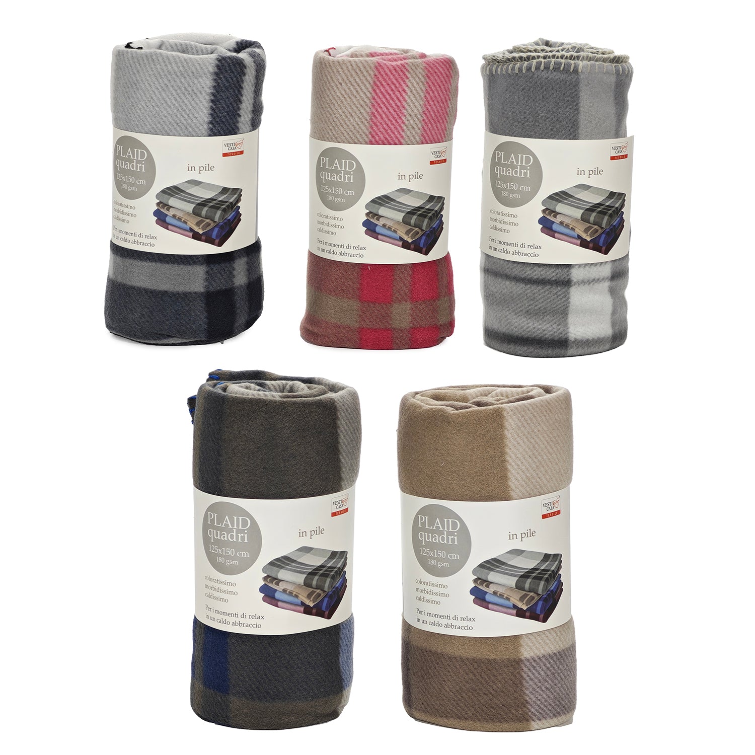 VESTIAMO CASA - Plaid in Pile a Quadri 180 GSM 125x150 cm
