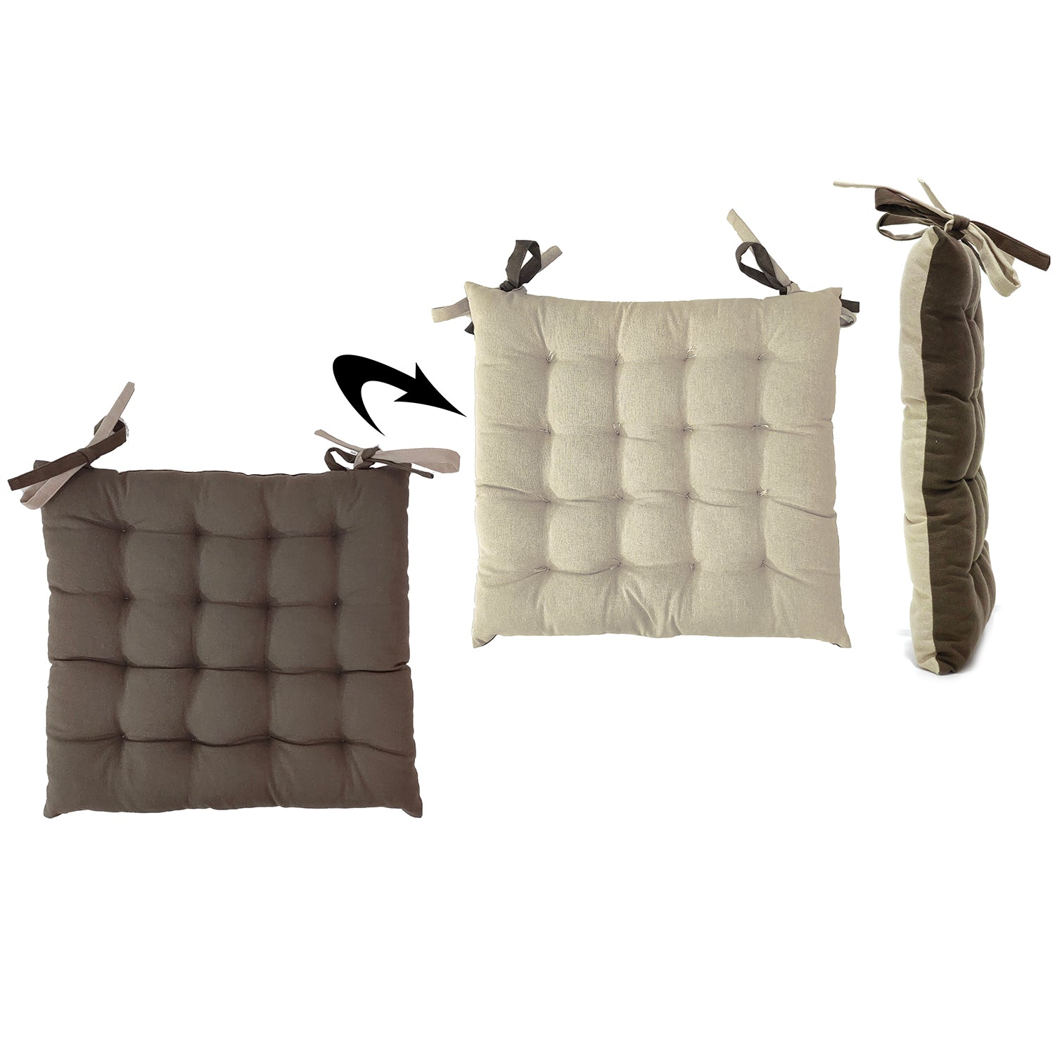 VESTIAMO CASA - Cuscino per sedia Tortora e Sabbia 40x40 cm