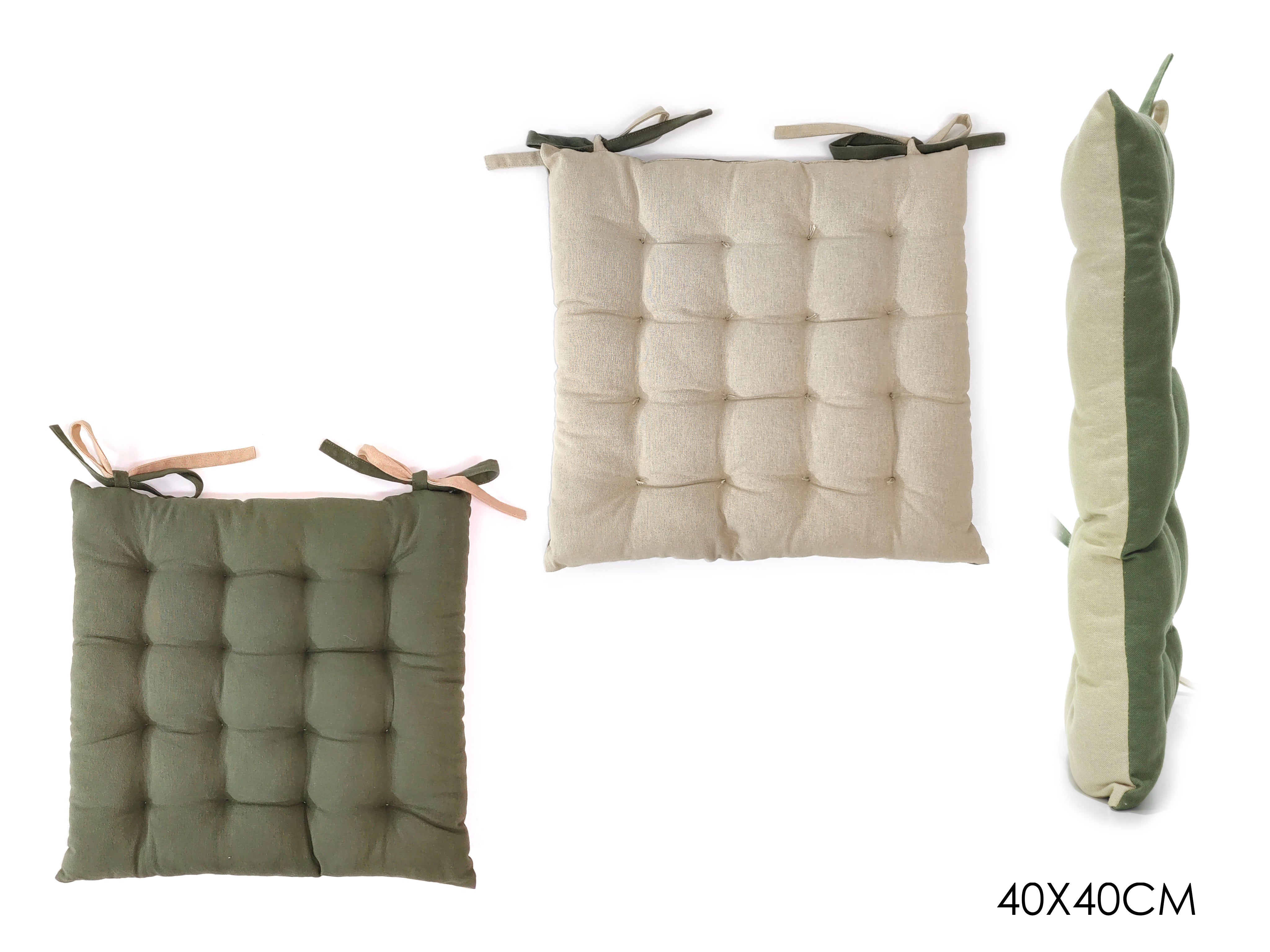 VESTIAMO CASA - Cuscino per sedia Verdone e Sabbia 40x40 cm