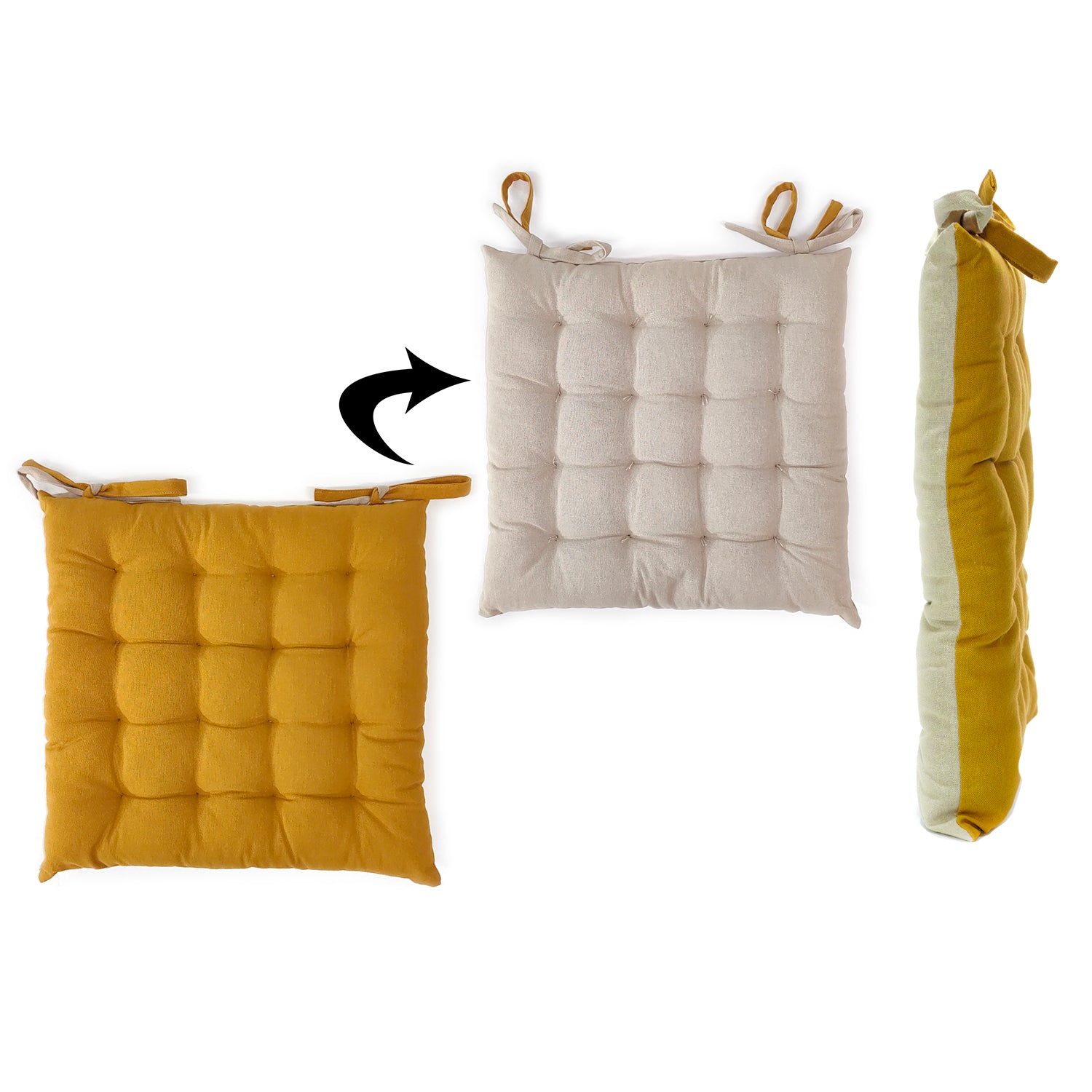 VESTIAMO CASA - Cuscino per sedia Senape e Sabbia 40x40 cm