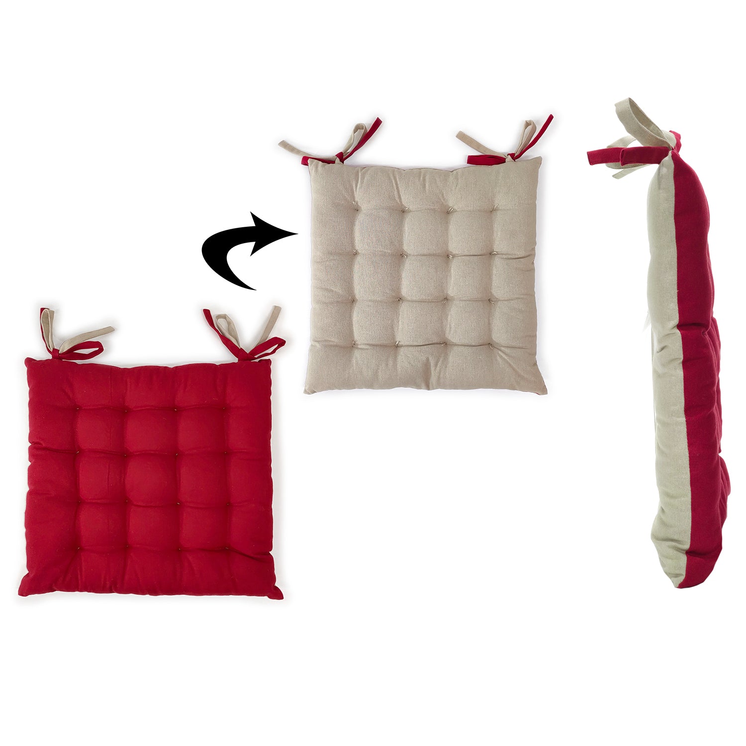 VESTIAMO CASA - Cuscino per sedia rosso e sabbia 40x40 cm