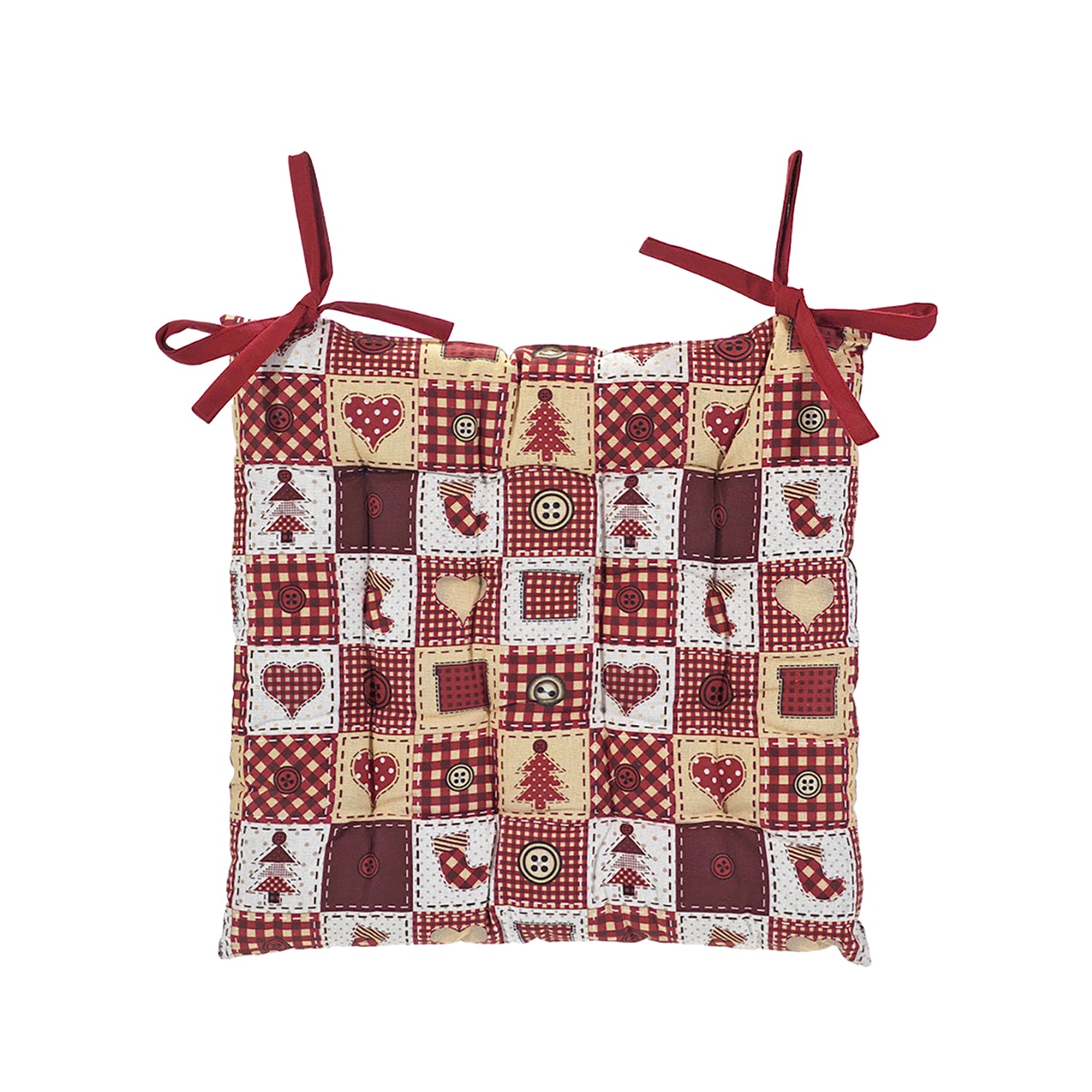 VESTIAMO CASA GRAN NATALE - Cuscino Natalizio in Cotone Patchwork Xmas 40x40 cm