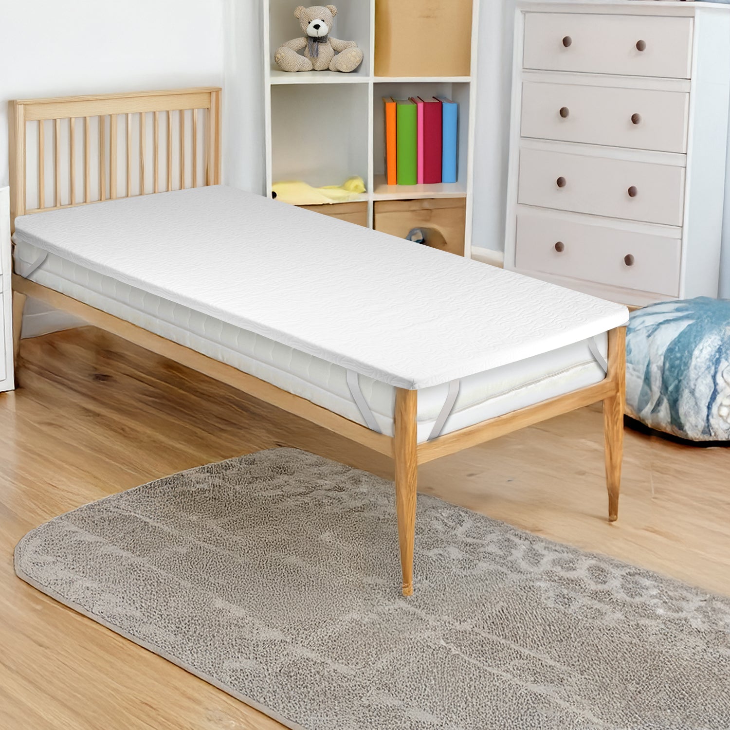 Topper In Memory Foam CASABEL 90x190 Cm – 6 Cm Con Gel E Rivestimento In Cotone – Per Letto Singolo E Divano Letto