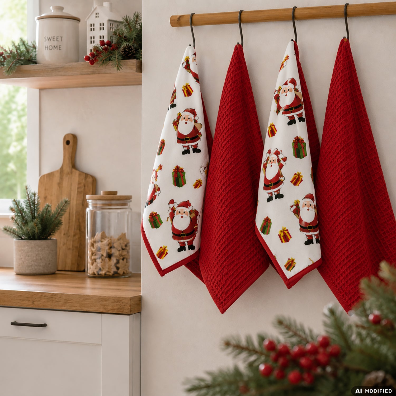 VESTIAMO CASA GRAN NATALE - Set 4 Strofinacci Natalizi h48x40 cm