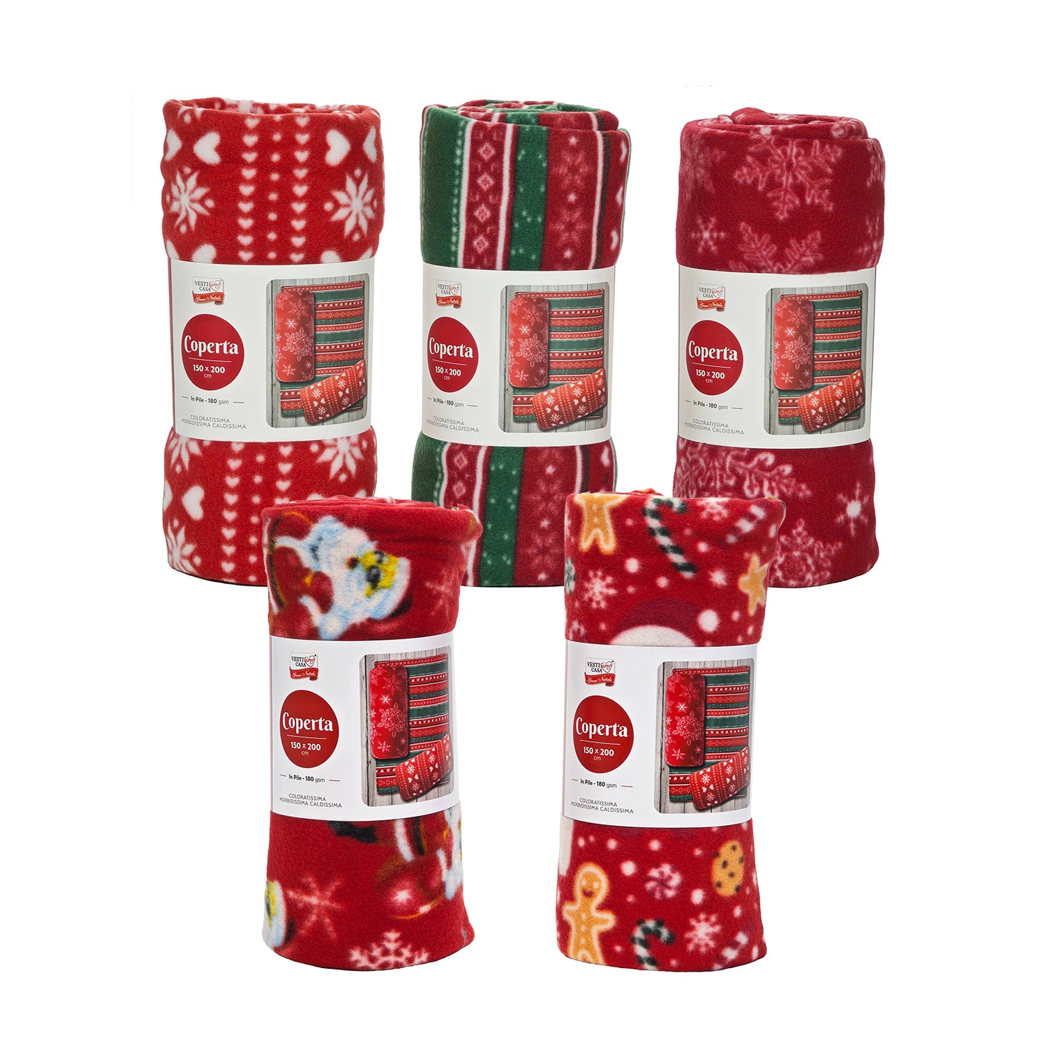 VESTIAMO CASA GRAN NATALE - Plaid Natalizio in Pile 180 GSM 150x200 cm
