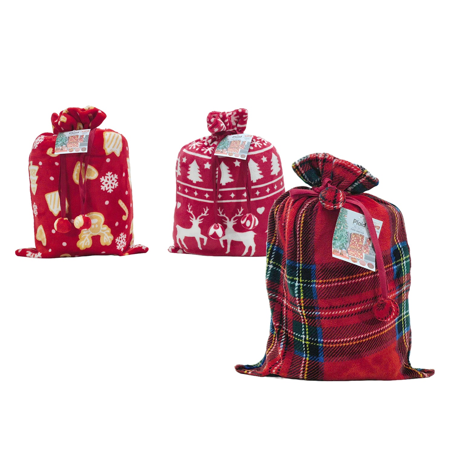 VESTIAMO CASA GRAN NATALE - Plaid Coperta Natalizia in pile con sacco 125x150 cm