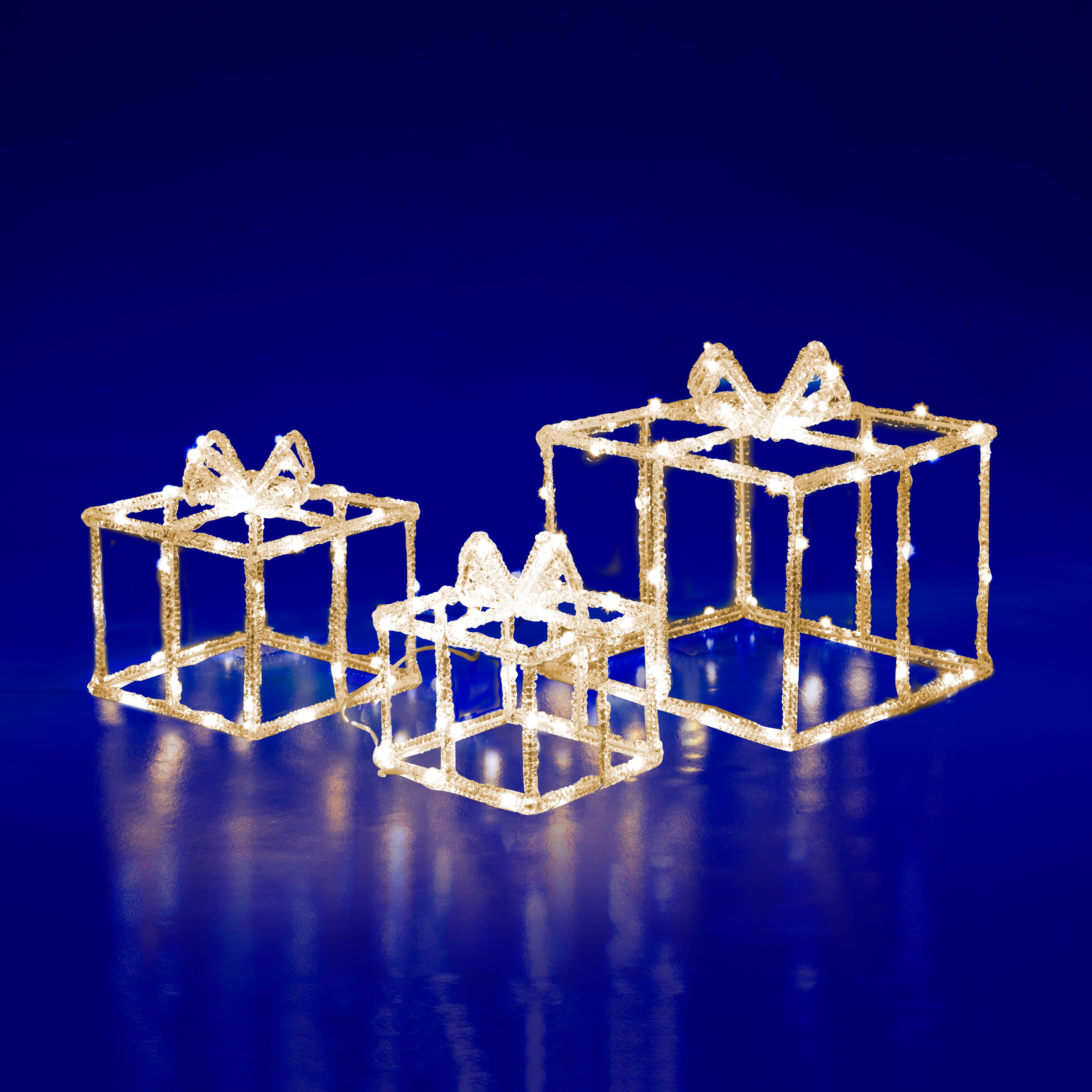 DICTROLUX - Set 3 Pacchi Regalo Luminosi 135 LED Bianco Caldo