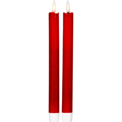 DICTROLUX - Candela Luminosa set 2 pezzi Luce Bianco Caldo Rosso - h24,8 cm diametro 2,2 cm