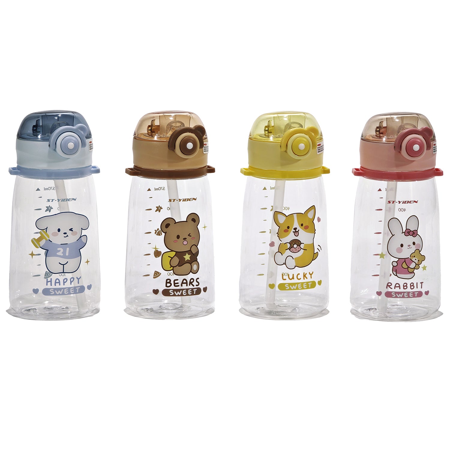 GUSTO CASA - Borraccia Bambini Animaletti con Cannuccia 570ml
