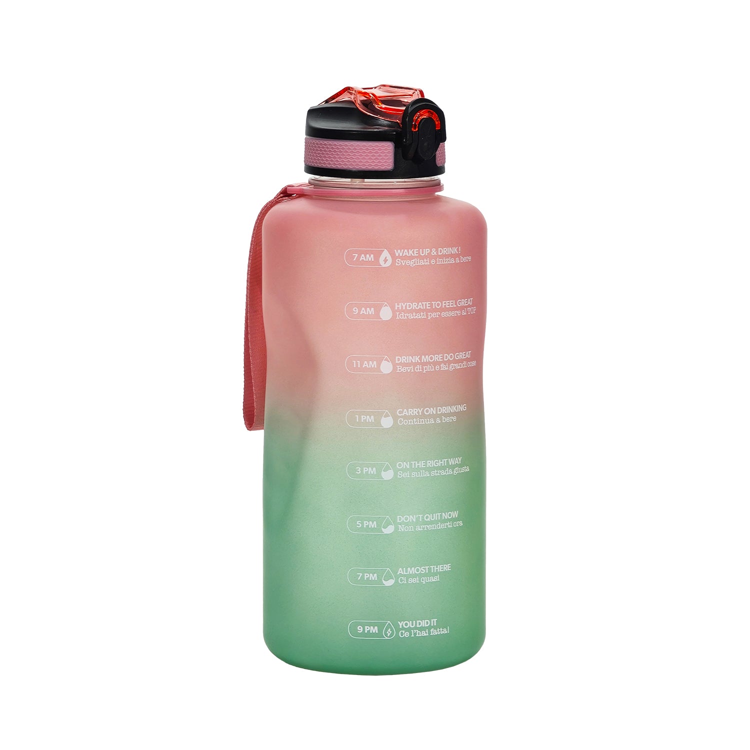 GUSTO CASA - Borraccia Motivazionale BPA Free con Indicatore Orario 2 Litri