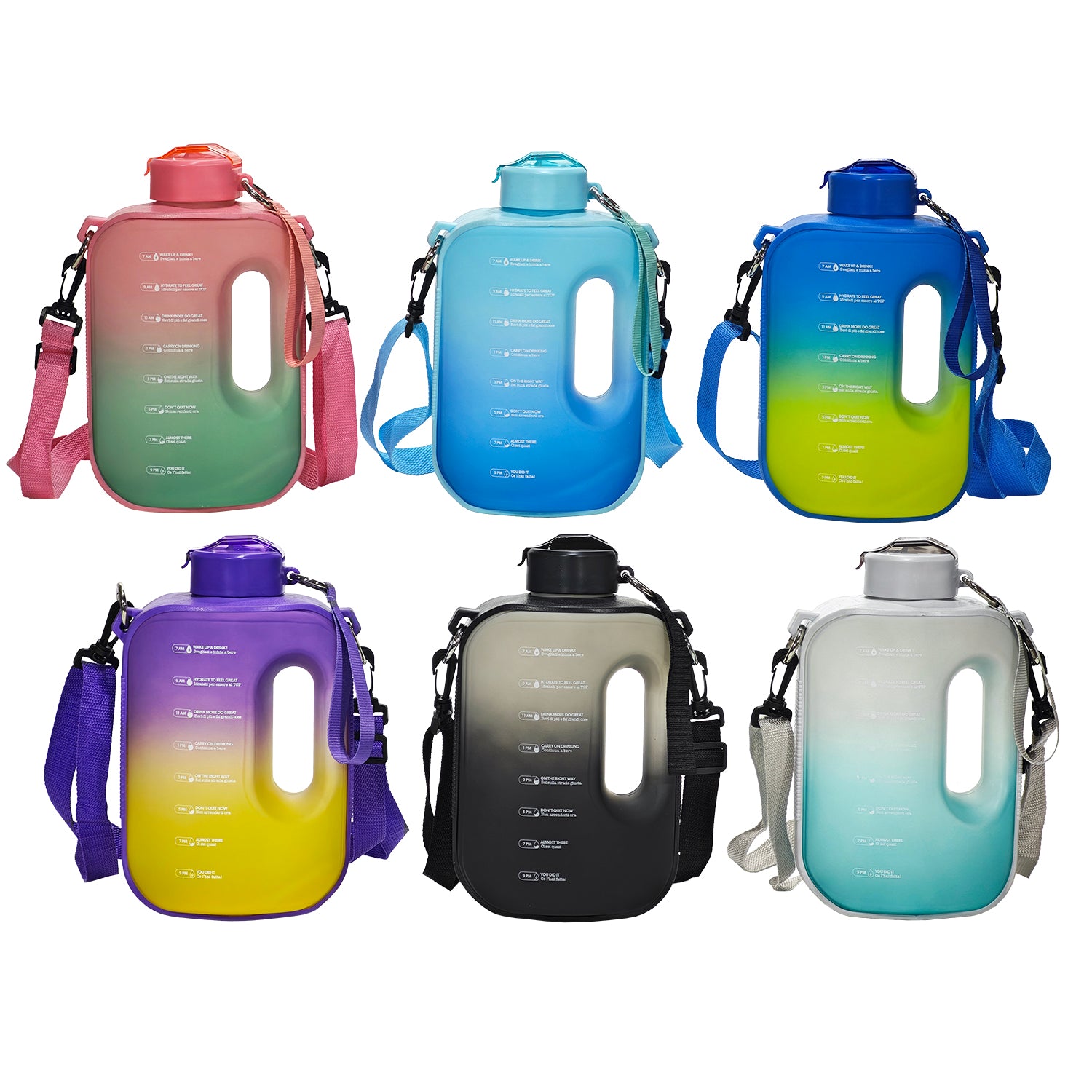 GUSTO CASA - Borraccia Motivazionale BPA Free con Indicatore Orario 2,2 Litri