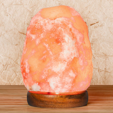 Lampada Di Sale Himalayano Meridiana® 100% Naturale (1-2KG) - Base In Legno, Purificatore D'Aria