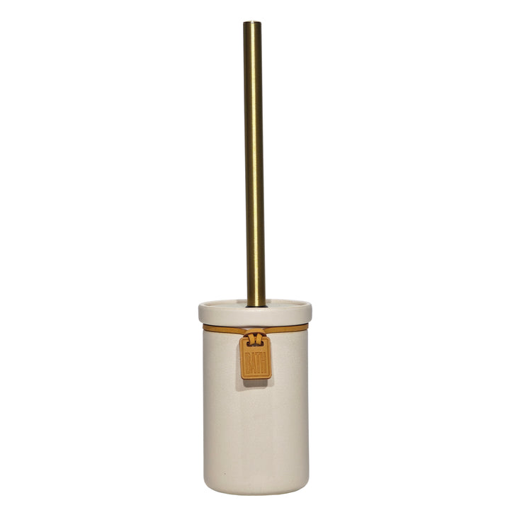 VESTIAMO CASA - Portascopino con scopino Beige con Decorazione in PU - h46 cm diametro 10 cm