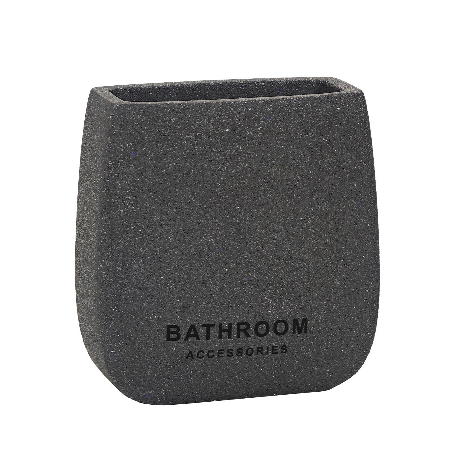 VESTIAMO CASA - Bicchiere Porta Spazzolini in Cemento Grigio Scuro - h10,8x10,5x5 cm