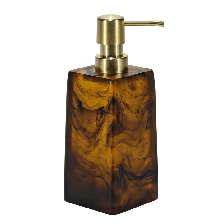VESTIAMO CASA - Dispenser sapone Effetto Marmo Marrone 300 ml - h19,3x7,2x7,2 cm