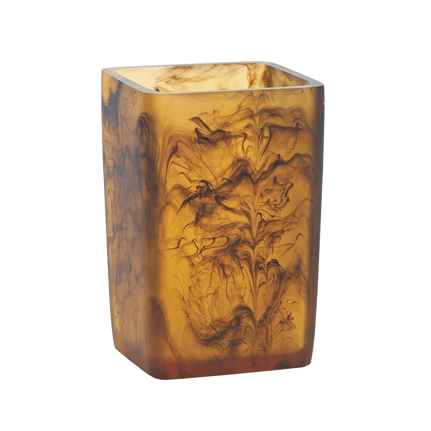 VESTIAMO CASA - Bicchiere Porta Spazzolini Effetto Marmo Marrone - h10,6x7x7 cm