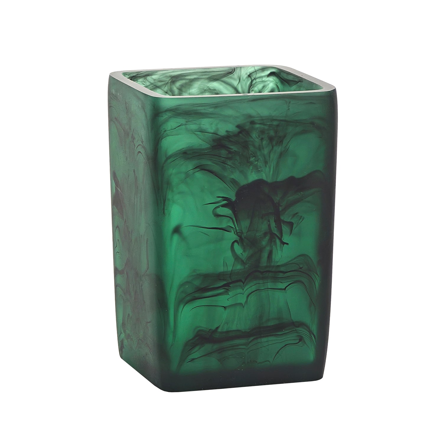 VESTIAMO CASA - Bicchiere Porta Spazzolini Effetto Marmo Verde - h10,6x7x7 cm