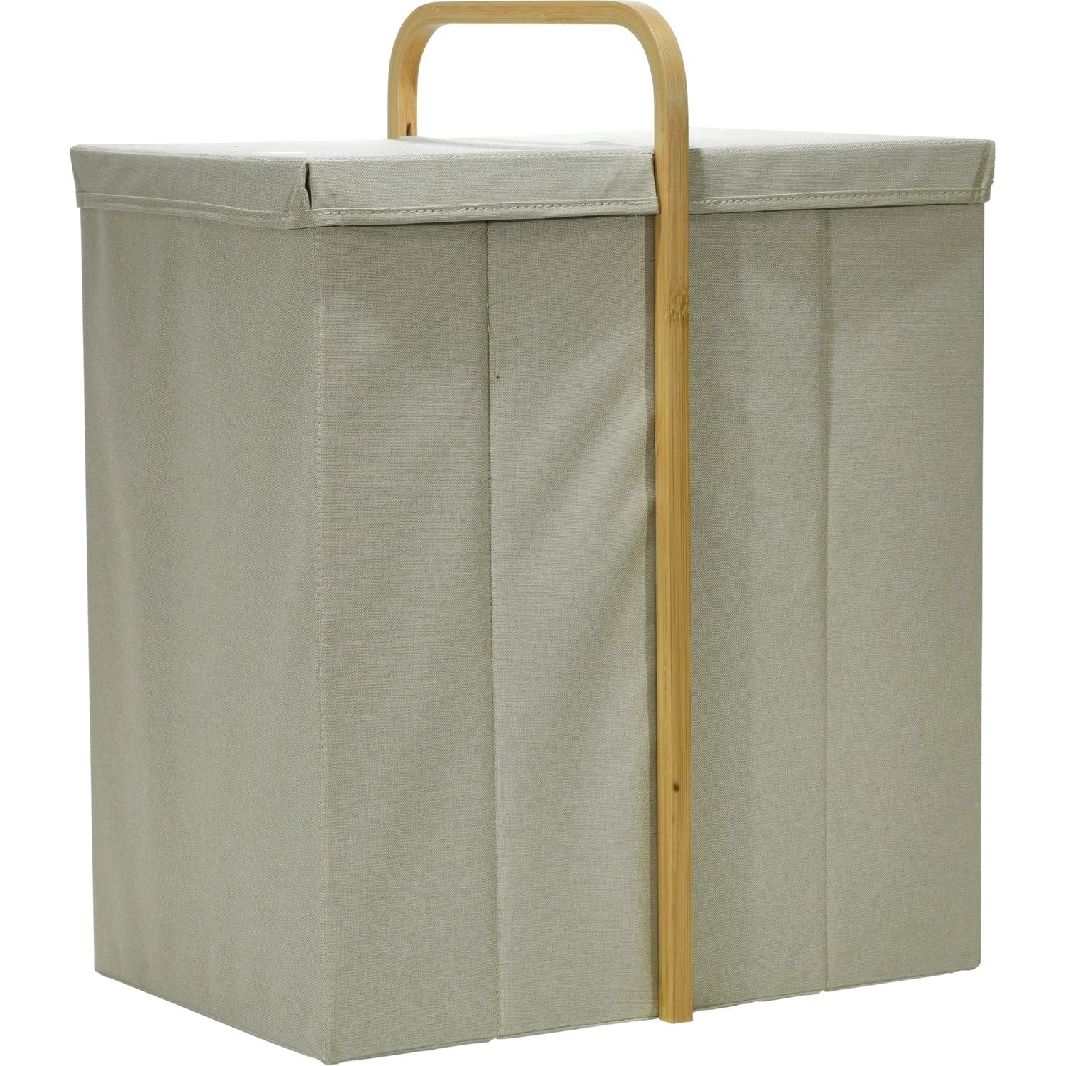 VESTIAMO CASA - Cesta Portabiancheria Salvaspazio 2 Scomparti con manico Crema - h65x50x32 cm