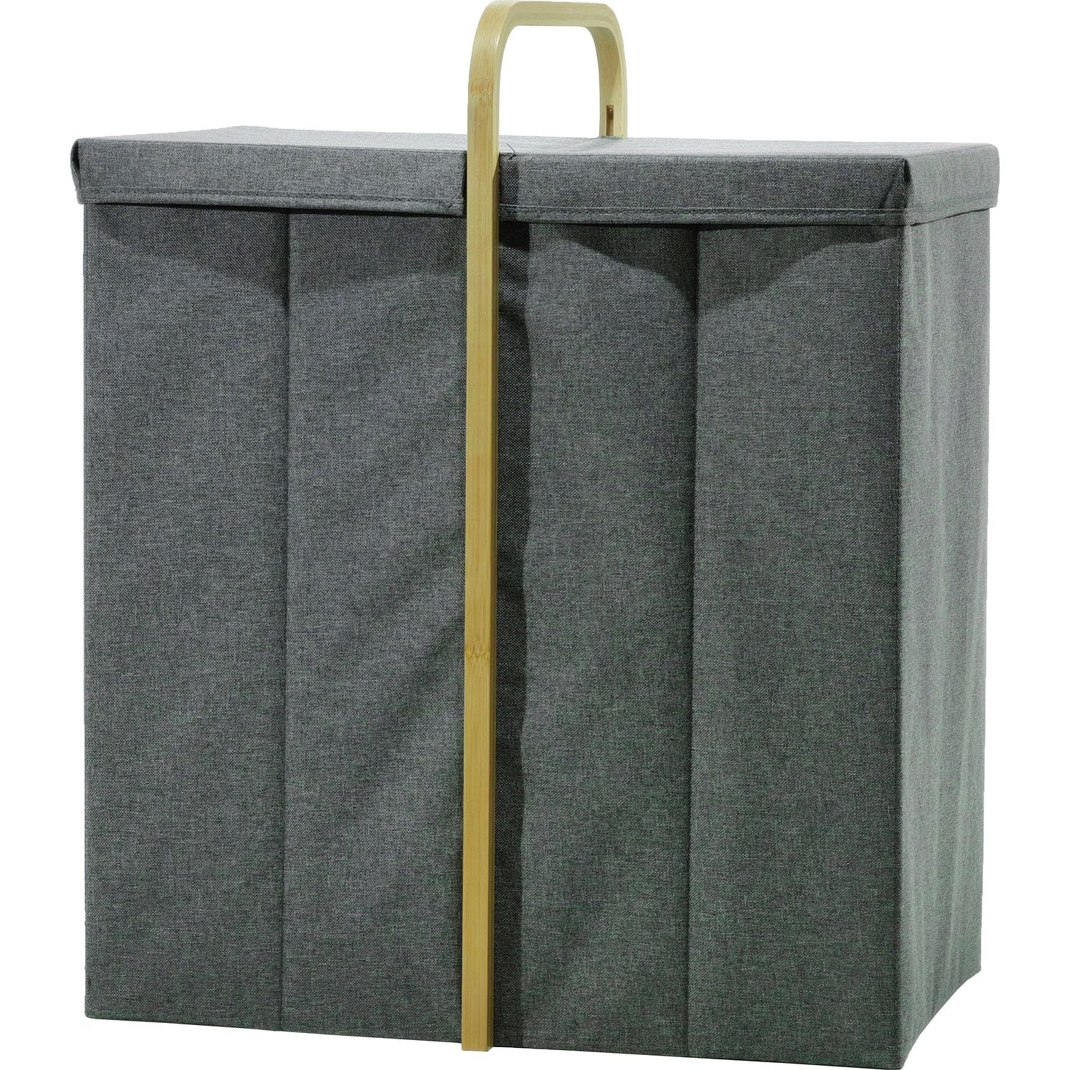 VESTIAMO CASA - Cesta Portabiancheria Salvaspazio 2 Scomparti con manico Grigio - h65x50x32 cm