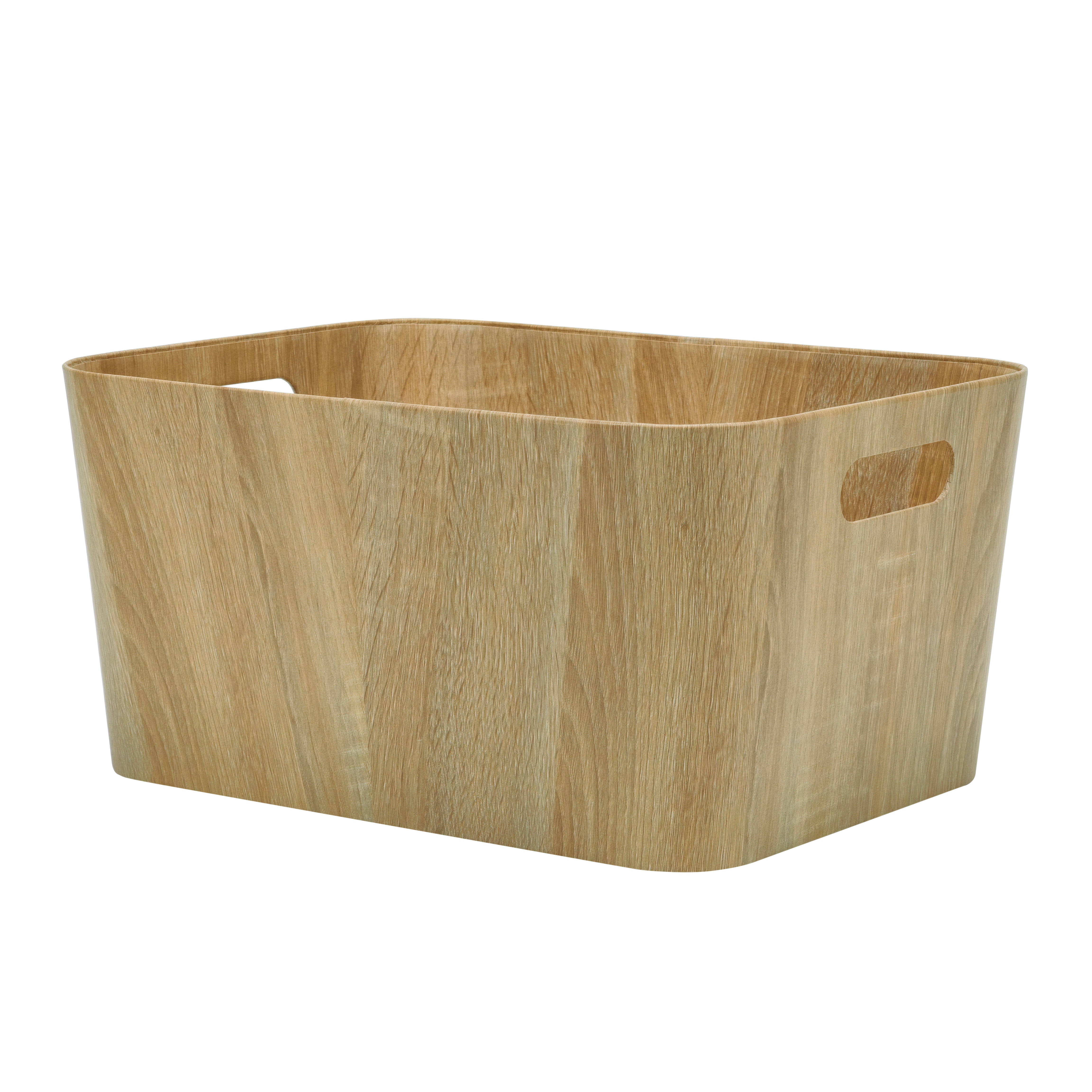 VESTIAMO CASA - Cesta Rettangolare Salvaspazio con maniglie Effetto Legno Naturale - h20x40x30 cm