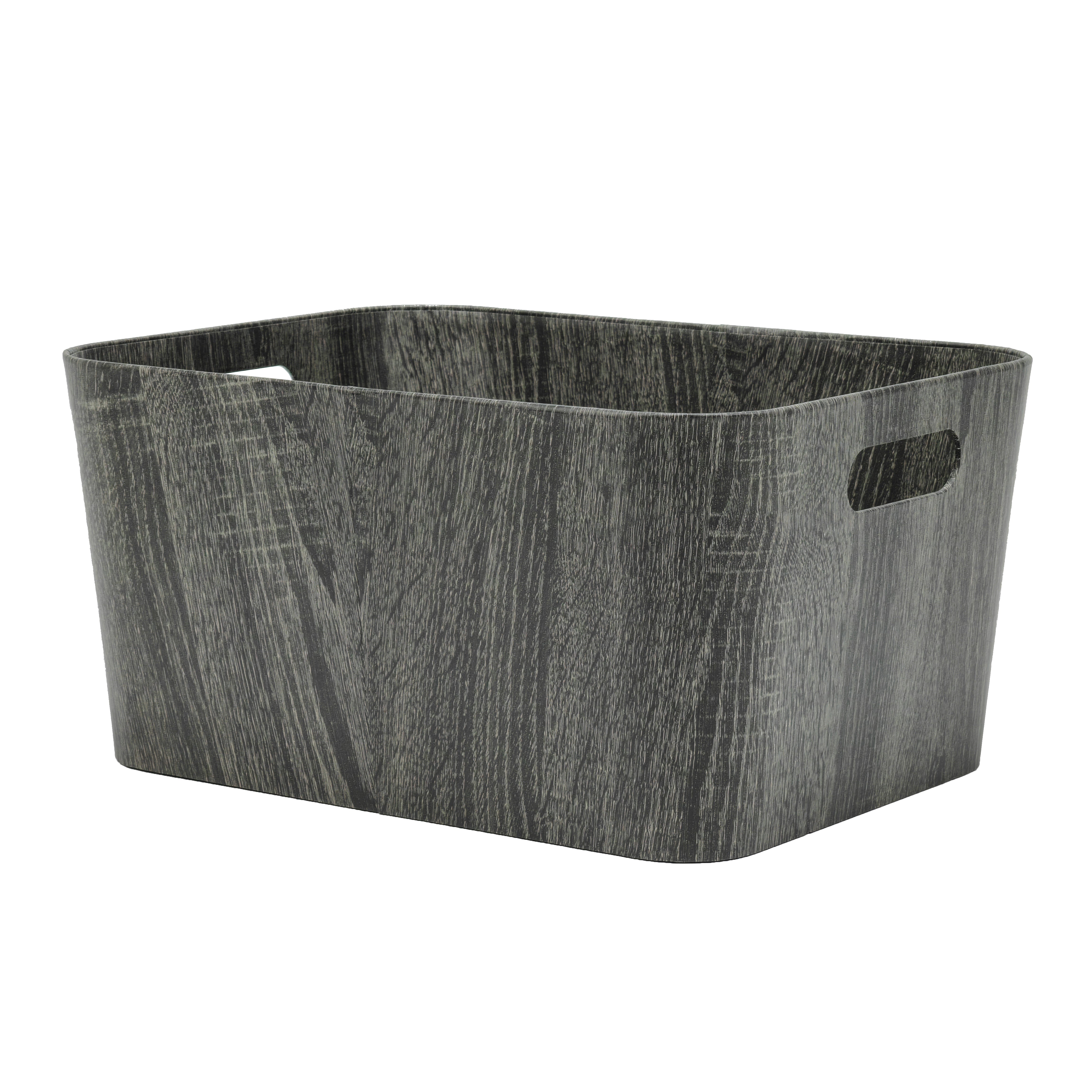 VESTIAMO CASA - Cesta Rettangolare Salvaspazio con maniglie Effetto Legno Grigio - h20x40x30 cm