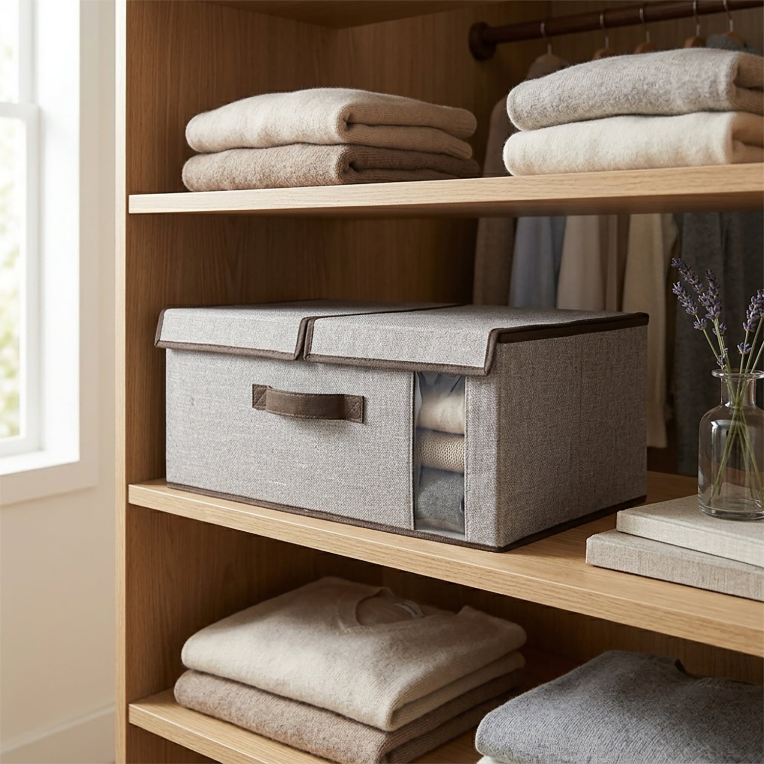 VESTIAMO CASA - Scatola Salvaspazio con Finestra e Maniglia - h20x50x30 cm