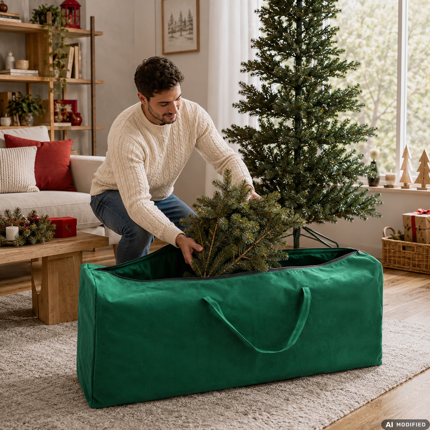 VESTIAMO CASA GRAN NATALE - Custodia per Albero di Natale con Manici 165x38 cm - Adatta per alberi fino a 270 cm