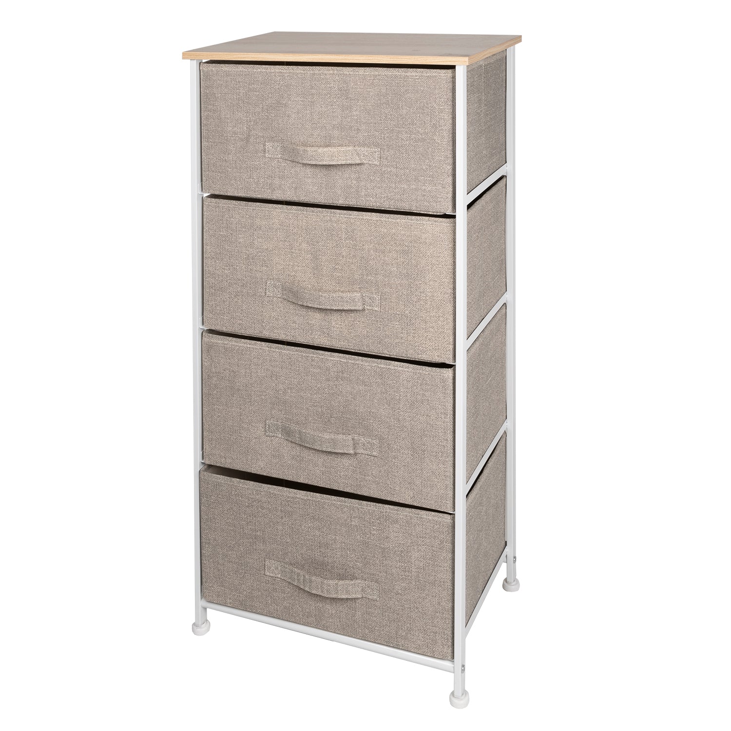 VESTIAMO CASA - Mobiletto Multiuso con 4 Cassetti in Tessuto Beige - h94x45x30 cm