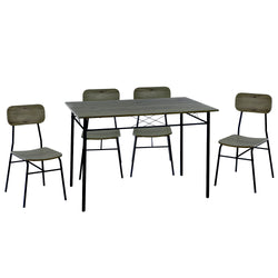 VESTIAMO CASA - Set Tavolo da pranzo 110x70 cm e 4 sedie in metallo e MDF Rovere Oak