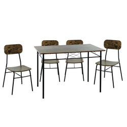 VESTIAMO CASA - Set Tavolo da pranzo 110x70 cm e 4 sedie in metallo e MDF Rovere Massello