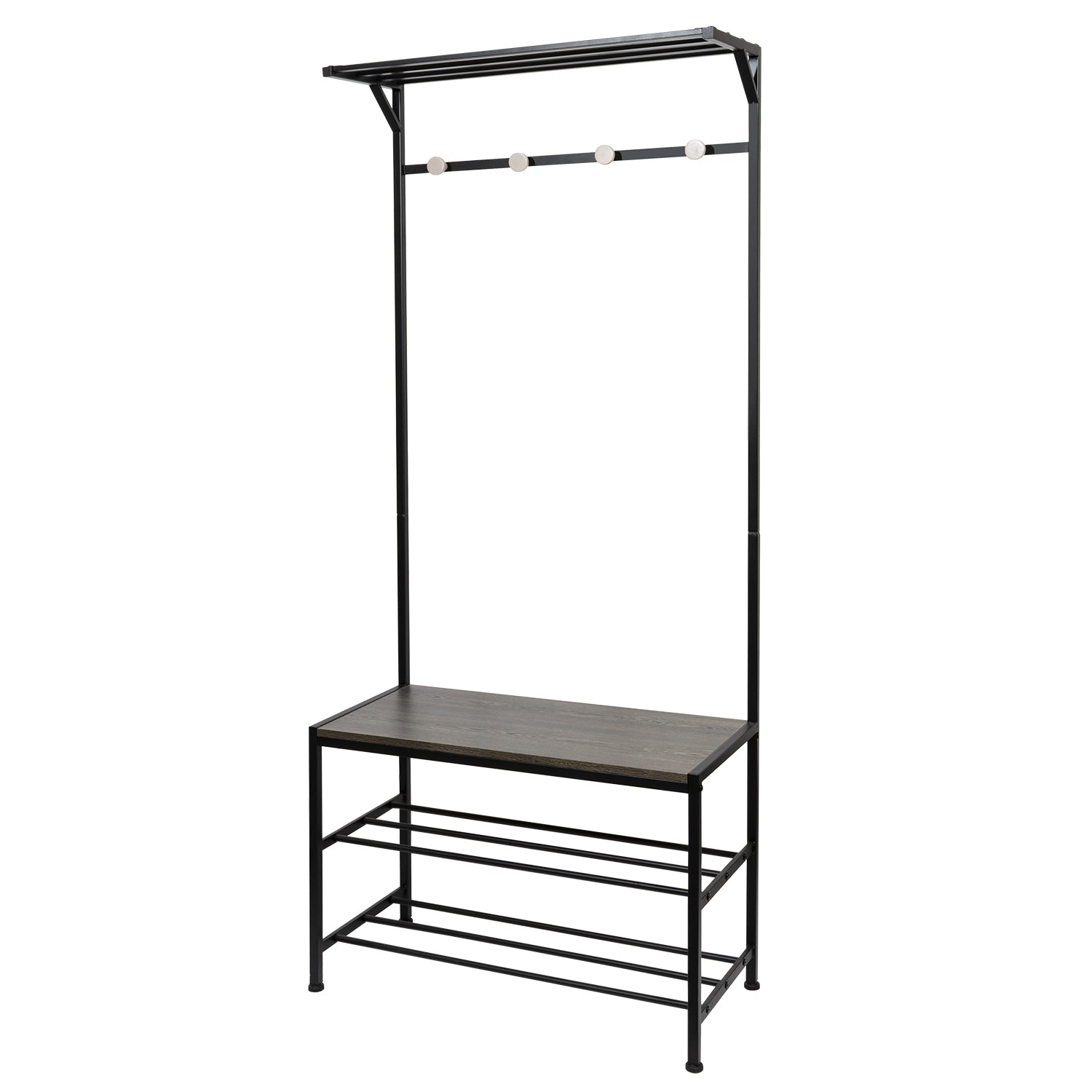 VESTIAMO CASA - Appendiabiti con seduta e scarpiera Nero - h178x76x35 cm