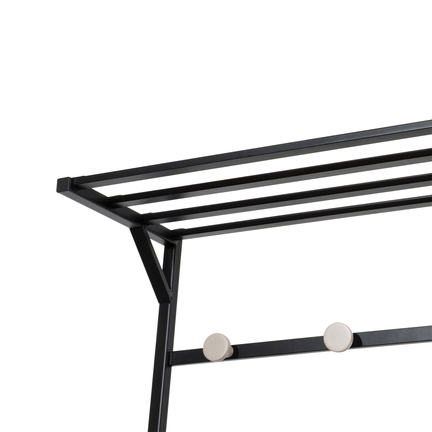 VESTIAMO CASA - Appendiabiti con seduta e scarpiera Nero - h178x76x35 cm