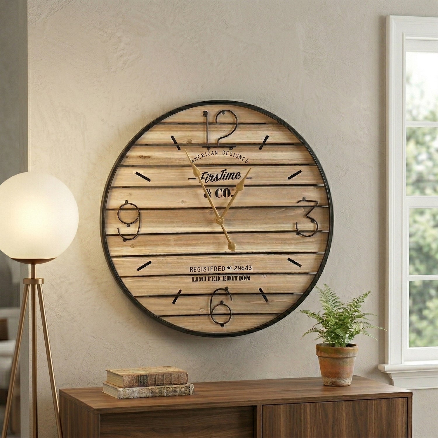 DICTROLUX - Orologio da Parete Grande in Legno e Metallo diametro 70 cm