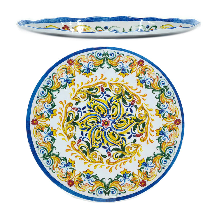 GUSTO CASA - Vassoio Tondo Maiolica Gialla - diametro 35,3 cm spessore 4 mm