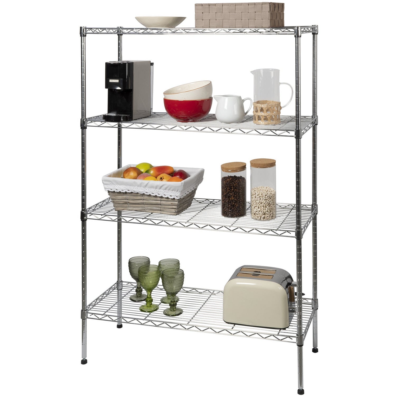 VESTIAMO CASA - Scaffale multiuso in acciaio 4 ripiani Crome - h137x89x34 cm