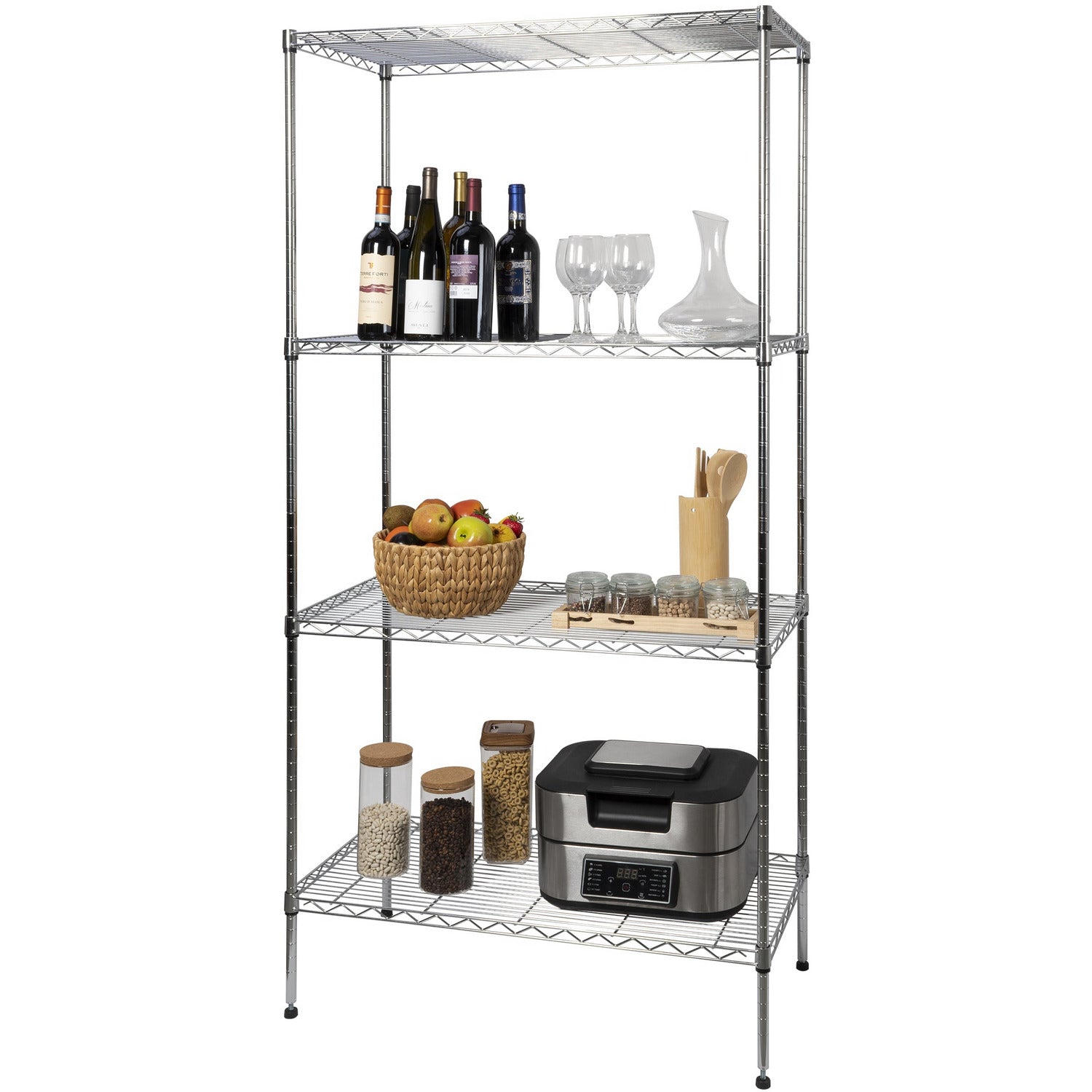 VESTIAMO CASA - Scaffale multiuso in acciaio 4 ripiani Crome - h180x89x44 cm