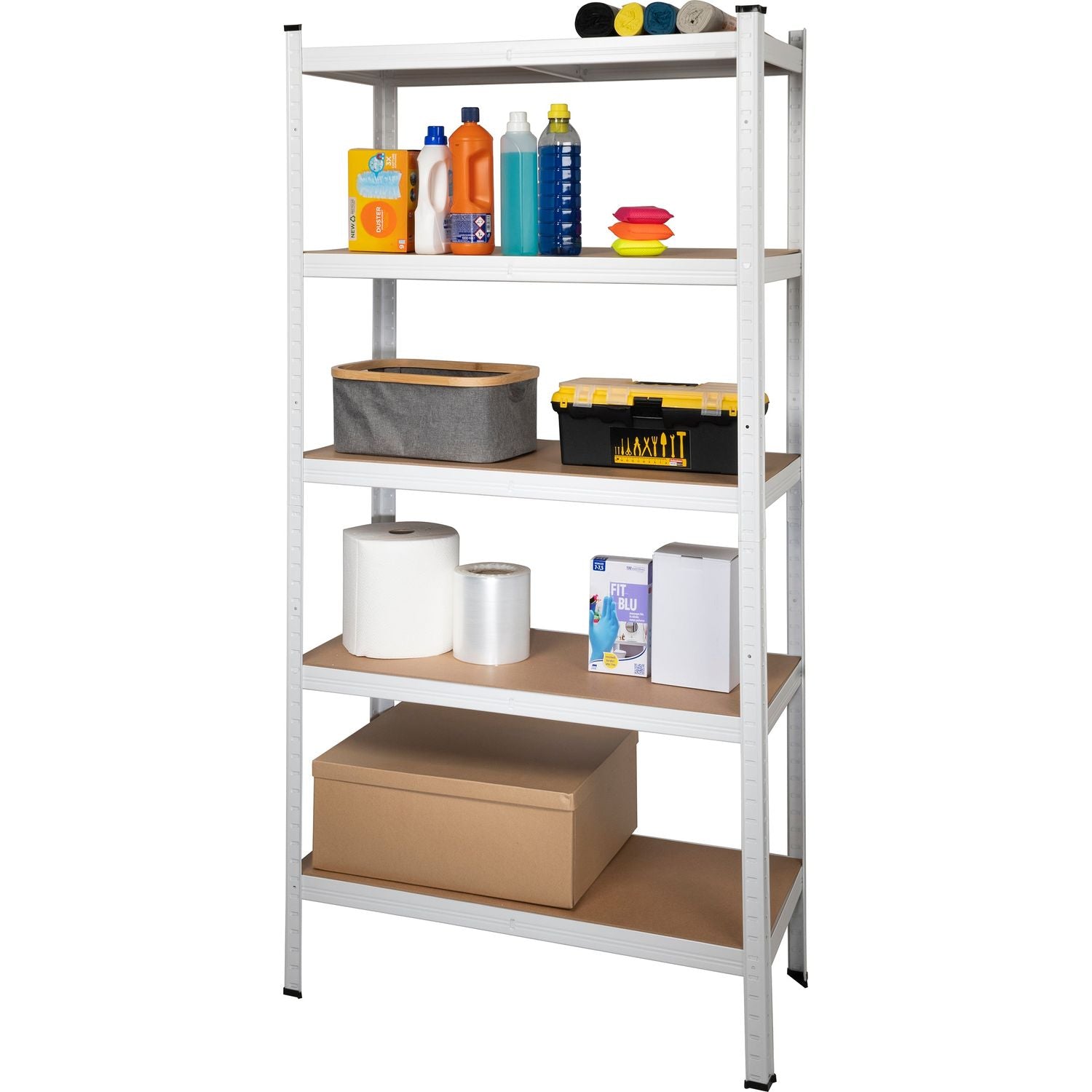 VESTIAMO CASA - Scaffale Multiuso in metallo Bianco 5 ripiani - h180x90x40 cm