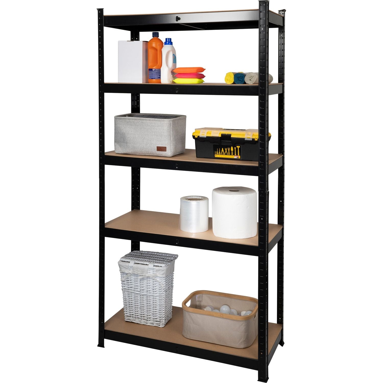 VESTIAMO CASA - Scaffale Multiuso in metallo Nero 5 ripiani - h180x90x40 cm