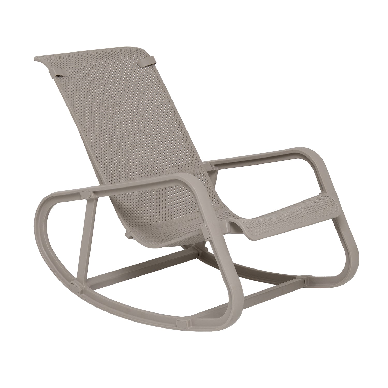 VESTIAMO CASA GIARDINO - Sedia Dondolo da giardino in Polipropilene Tortora con Protezione UV - h76x63x103,5