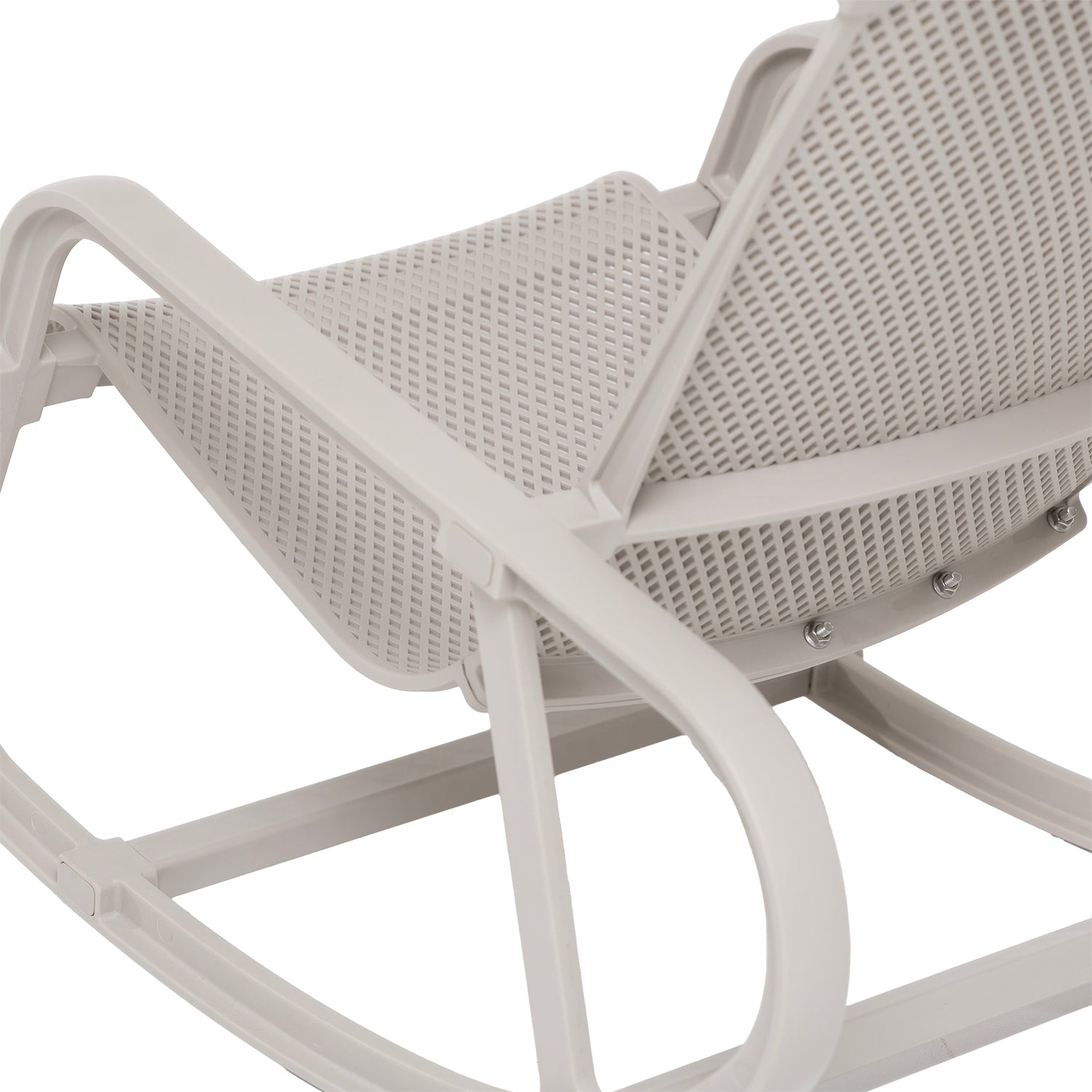 VESTIAMO CASA GIARDINO - Sedia Dondolo da giardino in Polipropilene Tortora con Protezione UV - h76x63x103,5