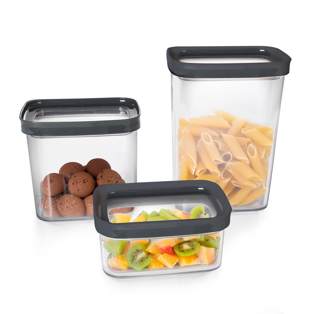 6 Contenitori Ermetici Per Alimenti 2,5 L - Impilabili, Trasparenti, Senza BPA - Per Pasta, Cereali, Farina